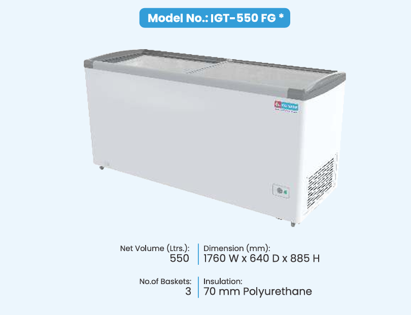 Glass Top Freezer(IGT-550 FG)